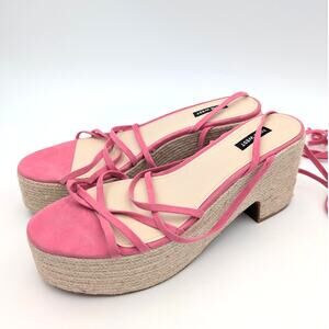 Nine West Riplee Heeled Sandal Ankle Wrap Ties Women's Pink Size US12M EU43